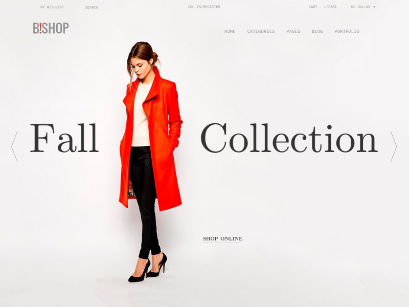 Скриншот главной страницы магазина одежды BiShop