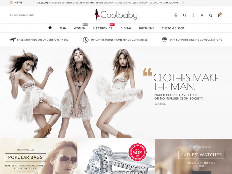 Скриншот главной страницы Coolbaby - Wear and Accessories